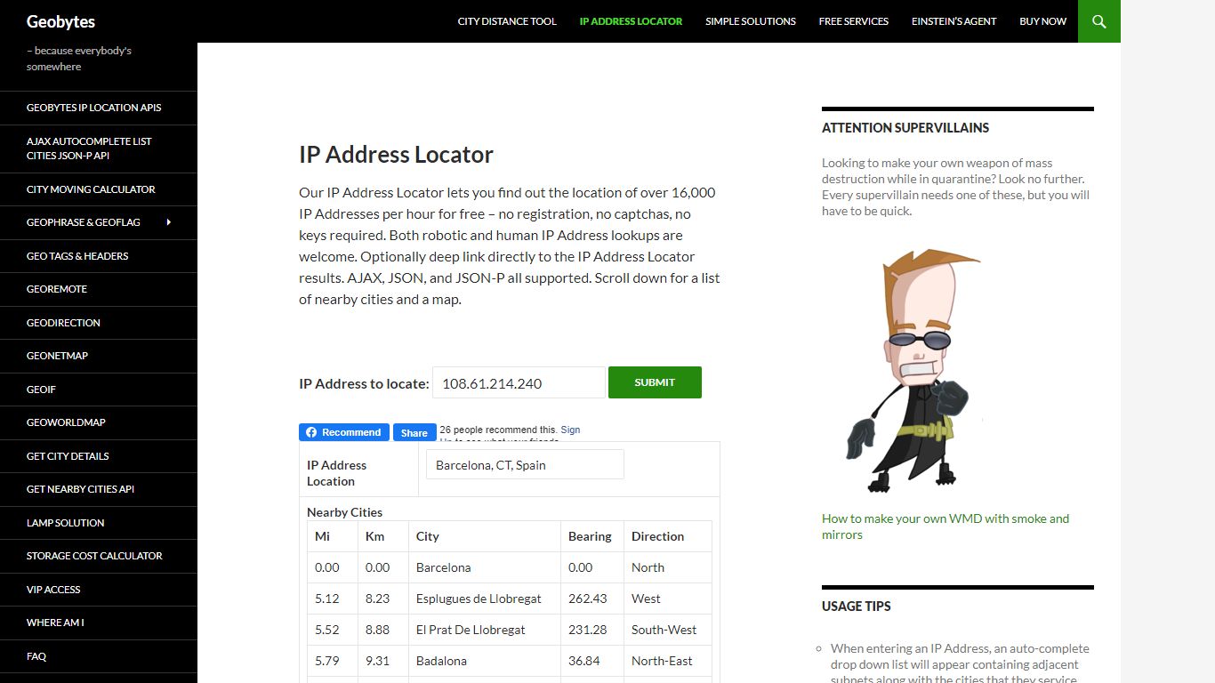 IP Address Locator | Geobytes